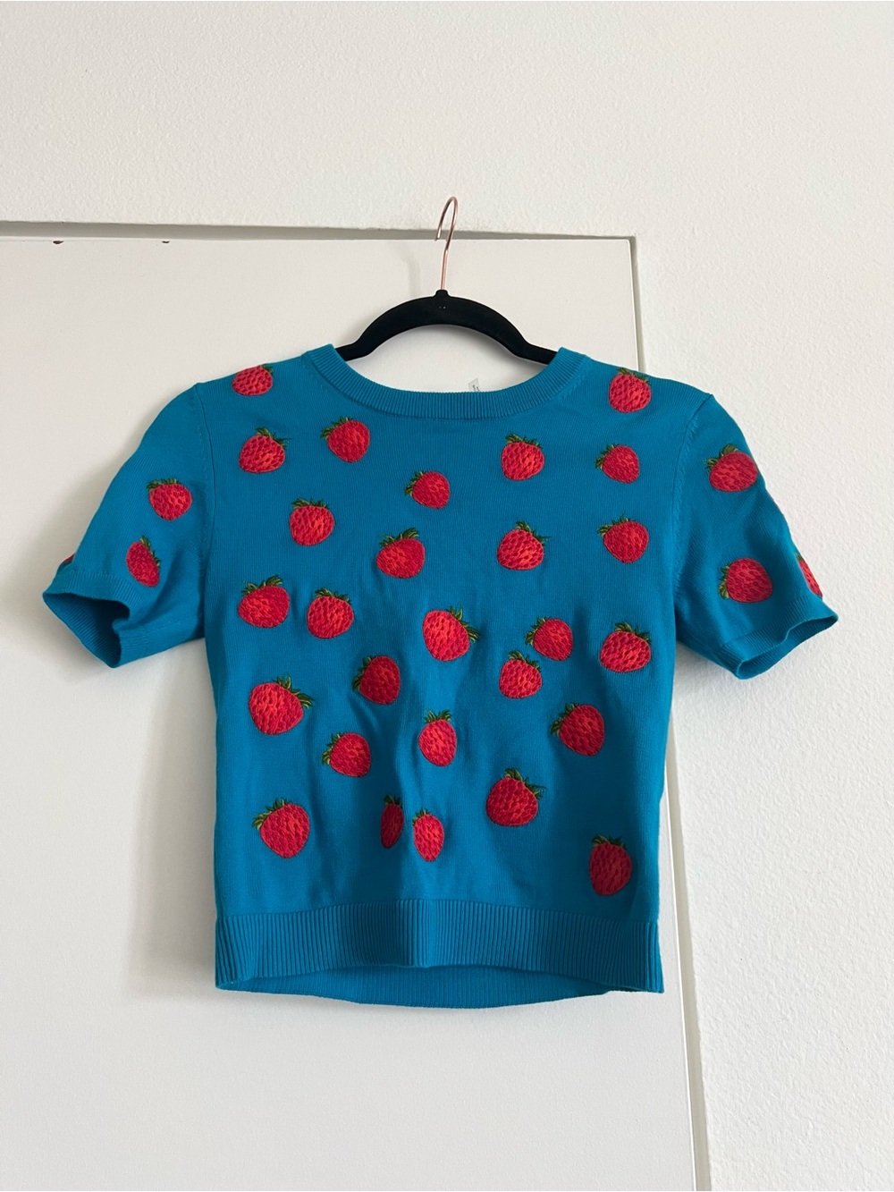 NWT! Alice and Olivia Ciara Embroidered Strawberry Pullover Sweater - Picture 15 of 16